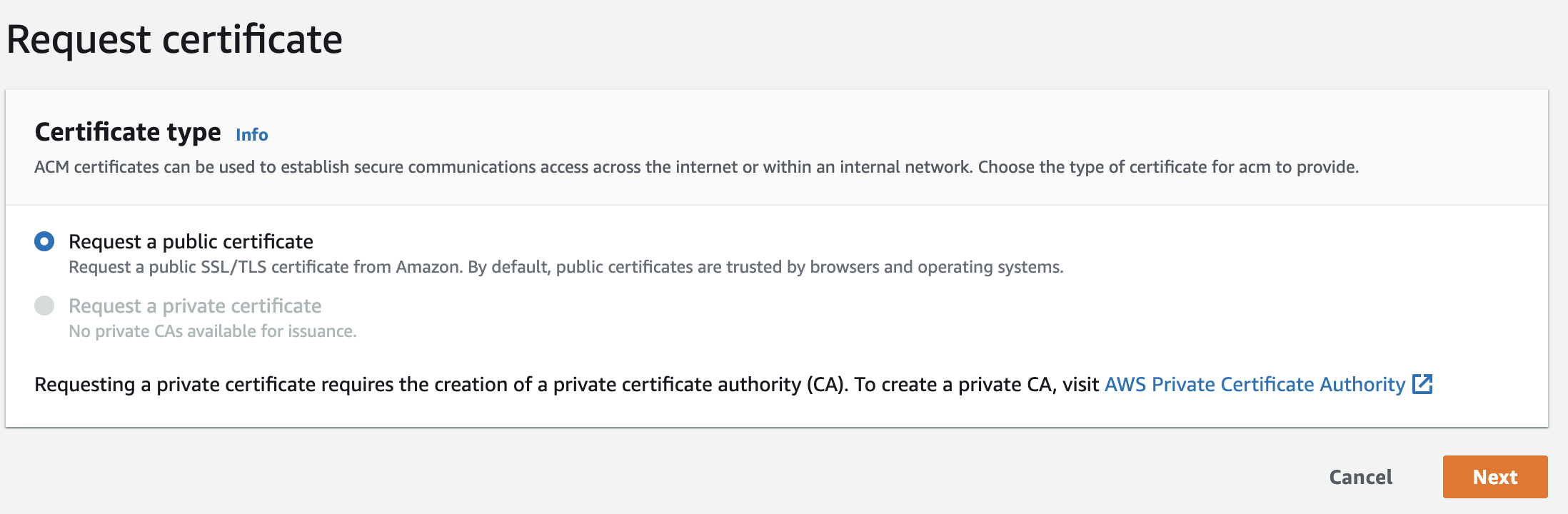 ACM request new certificate 2