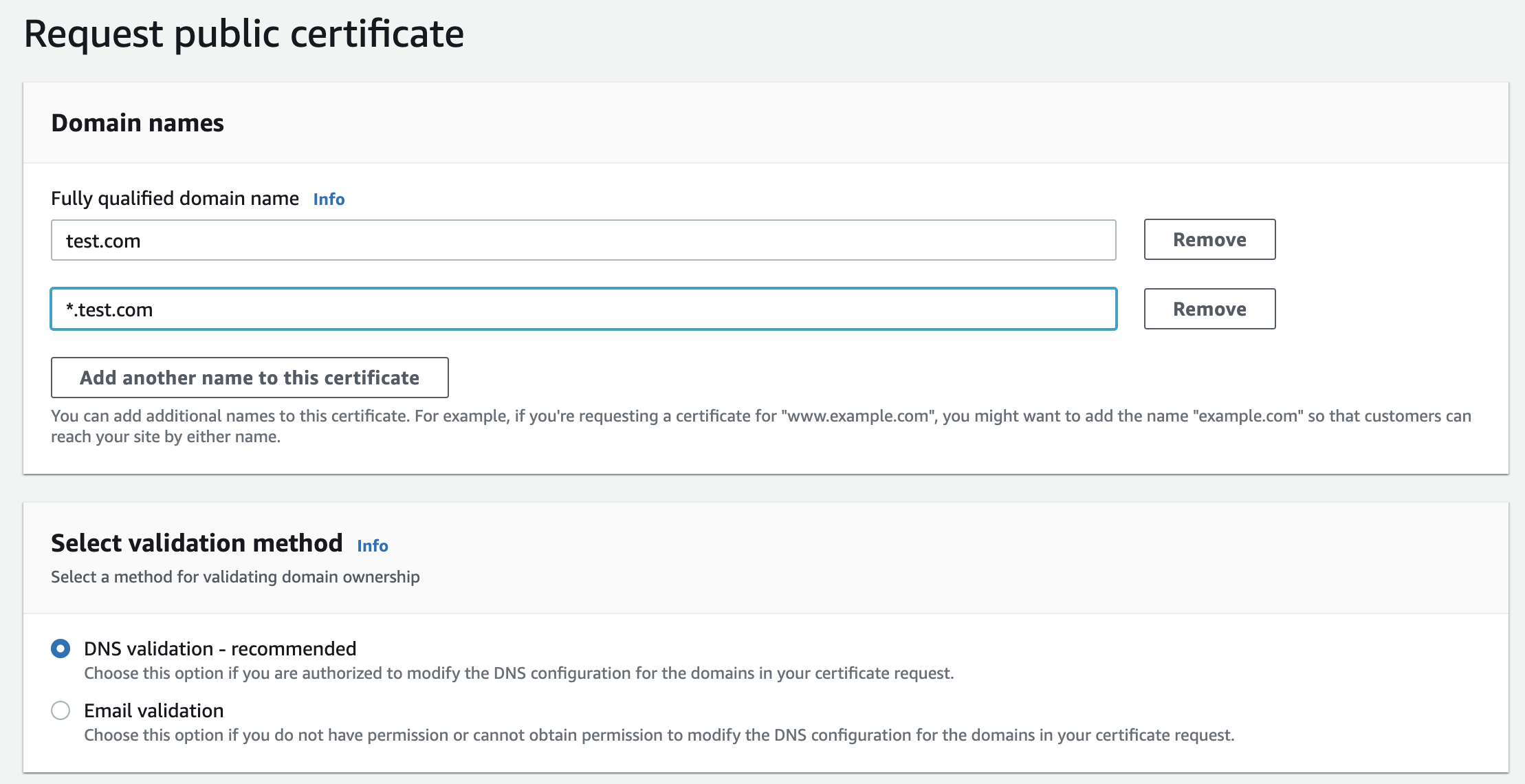 ACM configuration