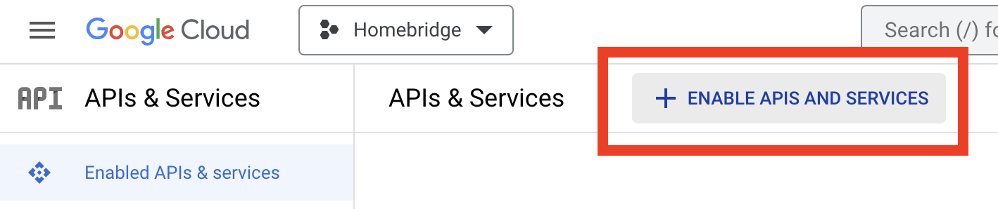 Enable apis button