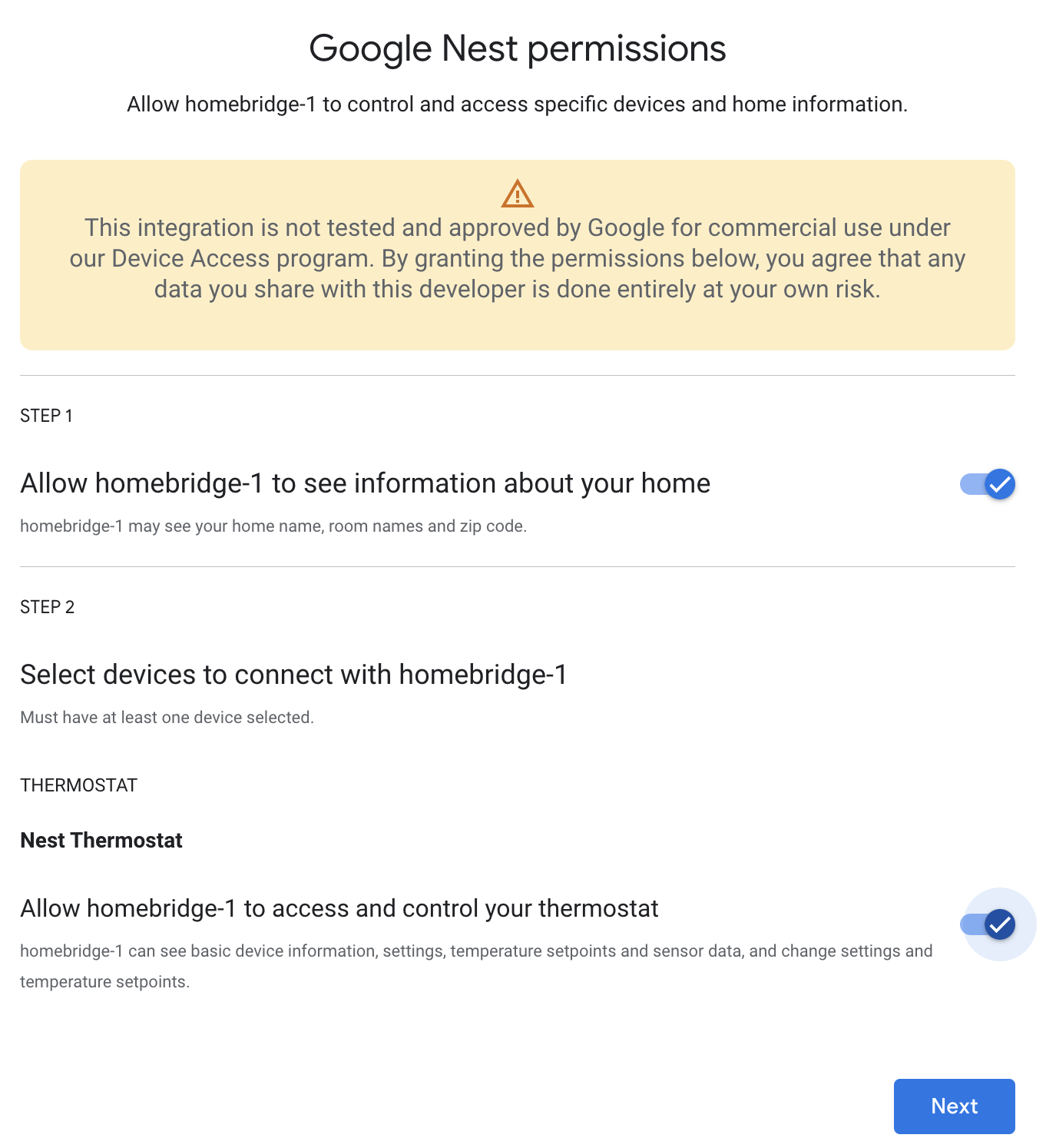 Enabling Nest permissions