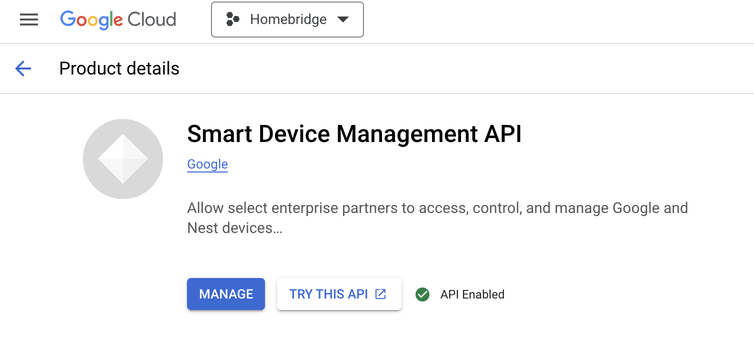 Smart Device Management API enabled