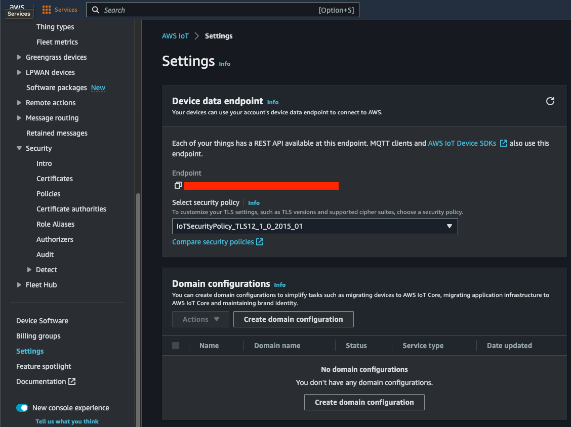 Find AWS IoT Endpoint