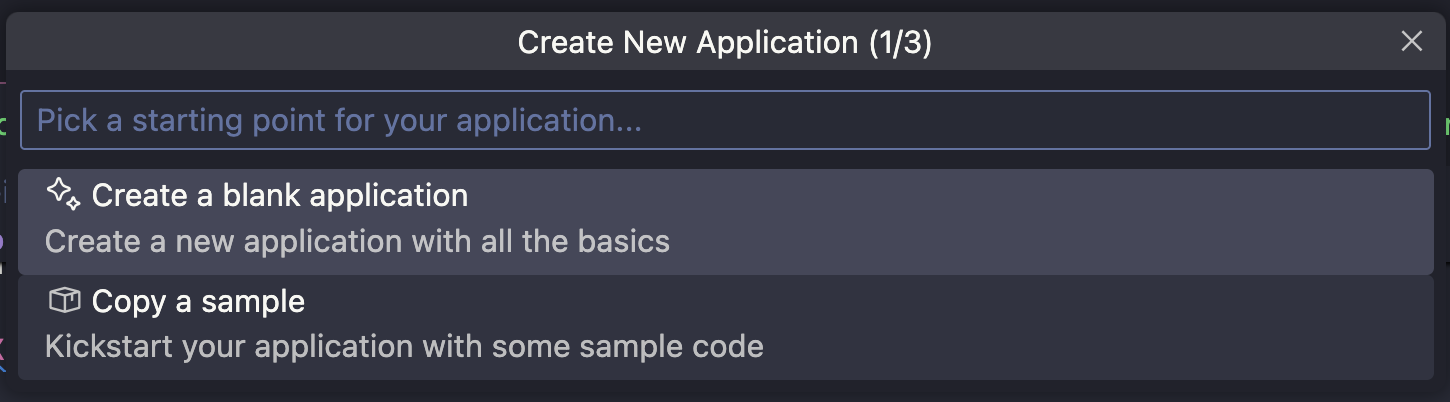 New application step 1