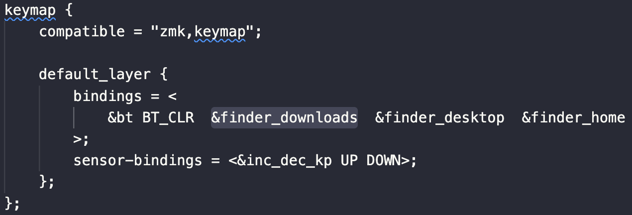 Keymap screenshot showing finder_downloads